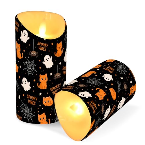Velas votivas a pilas Ghosts Cats con luz parpadeante regulable y control remoto 3
