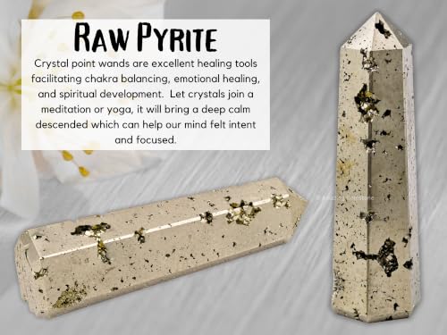 Image of Amazing Gemstone Large Raw Pyrite Crystal Towers ~ Natural Healing Crystal Point Obelisk for Reiki Healing and Crystal Grid (5.5 inch to 6 inch INCH)