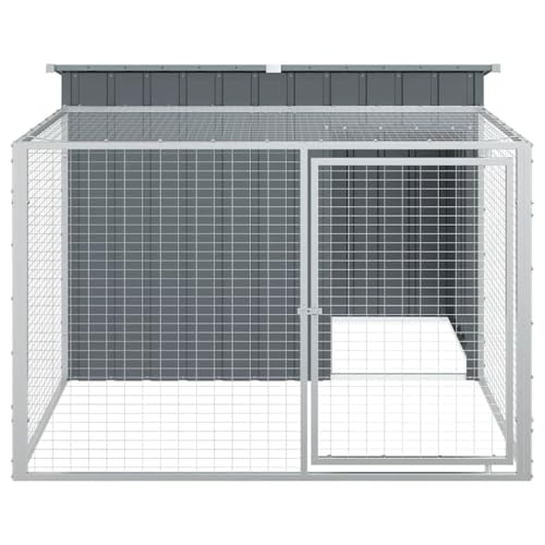 Vidaxl Casetta Cani Con Corsa Antracite 153X194X110 Cm Acciaio Zincato - 5