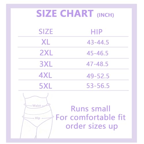 Image of Womens Underwear XL-5XL Plus Size Ladies Panties Mid High Waist Briefs for Woman Floral Print Pantys 6-Pack