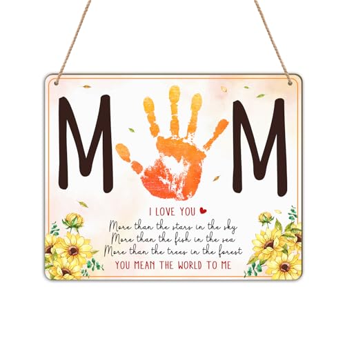Mom Poem DIY Baby Handprint Art Craft Gift for Mommy, Mother's Day Sign with Kids Handprint Keepsake, Baby's First Mothers Handprints Flowers Crafts for Mum from Toddler Infant, Moms Birthday Gifts