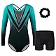 ZNYUNE Turnanzug mädchen mit Hose Turnanzug mädchen Ärmellos Tanzbody mädchen Leotard Schnelltrocknend langlebig für Gymnastik 3-16 Jahren Kinder B380 Blackgreen 10A