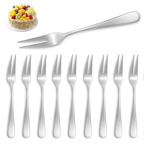 10 Stück Kuchengabeln, Edelstahl Hunnycook Kleine Gabeln Dessertgabeln Set Geeignet für Haushalte, Restaurants, Kantinen usw 5.2'(13.3cm)