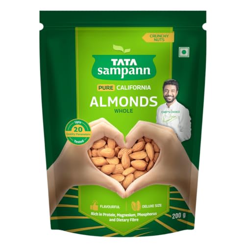Tata Sampann Pure California Almonds Whole, 200g, Premium Badam Giri, Rich in Protein, Magnesium, Phosphorus, and Dietary Fibre, Premium Nuts & Dry Fruits - Image 2