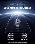 INIU Chargeur de voiture, 60W Charge totale rapide 2-Port [USB C 30W + USB A 30W] 5A PD Charge rapide tout-métal Mini USB-C Adaptateur de voiture pour iPhone 17 16 15 14 Pro Max Mini iPad Samsung S23 S22 Aéropodes