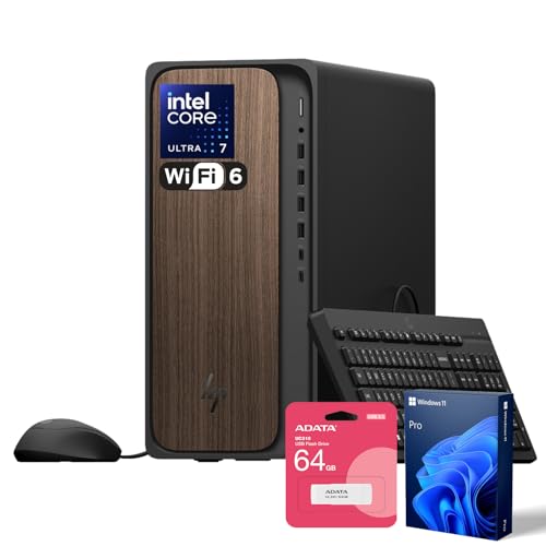 Image of HP OmniDesk(Envy Next Brand) M03 Premium Business Next Gen AI PC Desktop, Intel Core Ultra 7 265, 16GB DDR5 RAM, 1TB SSD, W11P, USB-C, Wi-Fi 6, Wired KB & Mouse, Bundle with ADATA 64GB USB Flash Drive