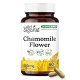 Wild & Organic Chamomile Capsules 800 mg - Relaxation & Digestive Support - Herb Chamomile Extract Supplement - Matricaria Recutita Flower - Vegan, No Fillers, Non-GMO - 60 Count
