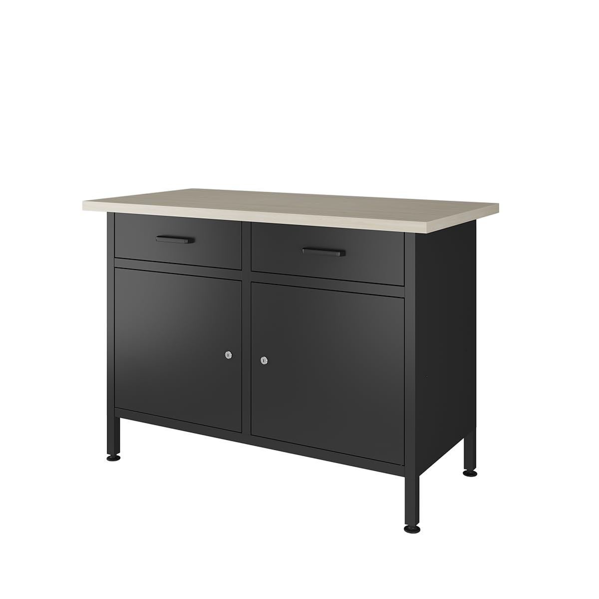 POLLOR120L x 60W x 85H cm Steel Workbench Storage Cabinet Tool Drawers Garage Workshop Workstation (BLACK, 120CM)