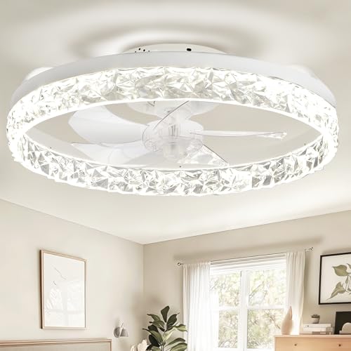 Ceiling Fans with Lights and Remote, 20 Inch White Low