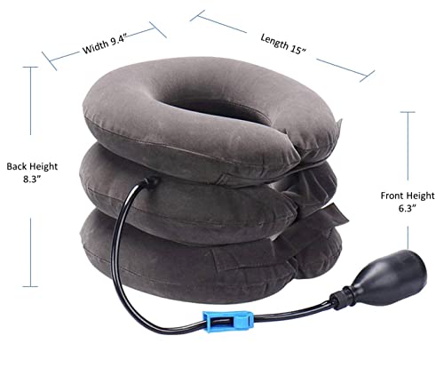 Image of Inflatable Cervical Neck Traction Air Inflatable Pillow Neck Head Stretcher Pain Relief Collar (for Adults, Grey)