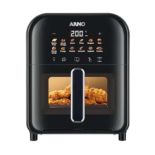 Fritadeira Sem Óleo Air Fryer Arno Easy Fry Turbo AFI6, 6L, Tecnologia Direct Heat, Cesto com Compartimento para Água, Visor Transparente, 12 Programas Automáticos, 2000W, 110V