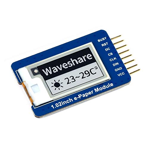 Waveshare 1.02inch E-Ink Display Module 128×80 Black/White Dual-Color SPI Interface Working with Raspberry Pi/Jetson Nano/Arduino/Nucleo Compatible with 3.3V/5V MCUs