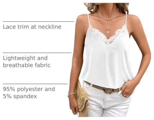 Image of Ekouaer Women's Satin Lace V Neck Camisole Tops Pajama