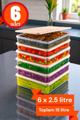 Saklama Kabı, Herza House 6'lı Set Freshbox Mikrodalga ve Difrize Uygun Beyaz Tek Ebat