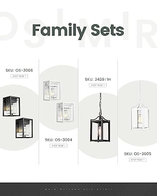 Porch Lights Outdoor, Dusk to Dawn Outdoor Lighting with Seed Glass in Black Finish, Aluminum Exterior Lights for House, OS-3006