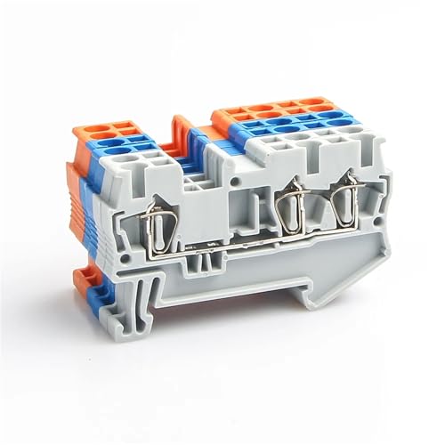 Bloque de terminales ST-2.5-TWIN naranja de 3 conductores para riel DIN, 10 uds