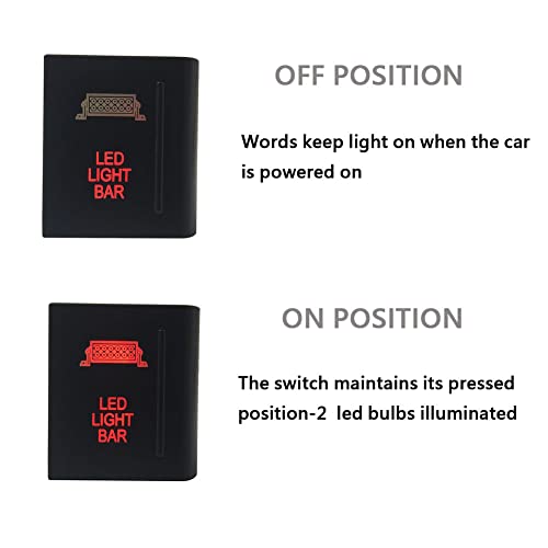 Image of Red Led Car Push Button Switch with Wires for VW Volkswagen Amarok 3Amp 12V (LED Light BAR-Right Side)