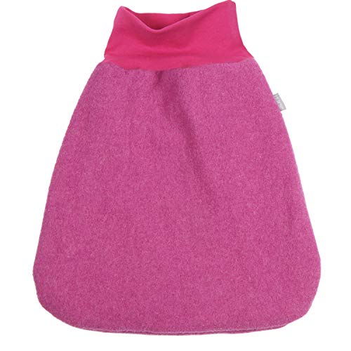 Lilakind"Baby kinderslaapzak trappelzak eco walkloden fuchsia sterretjes manchetten maat S-XXL - Made in Germany