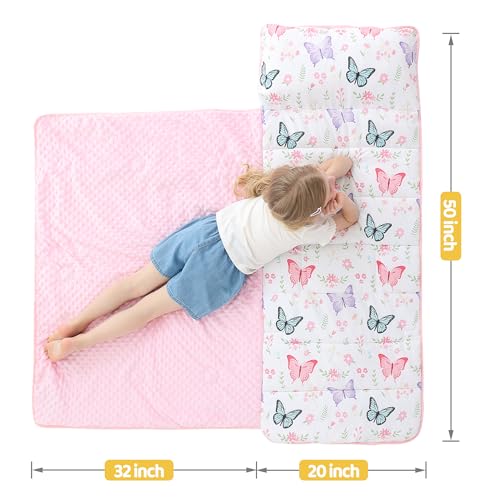 Image of Lasoftan Toddler Nap Mat with Pillow and Blanket, Extra Large Rolled Napping Mats,Slumber Bags for Boys Girls,Kids Sleeping Bag for Daycare, Preschool Travel Camping