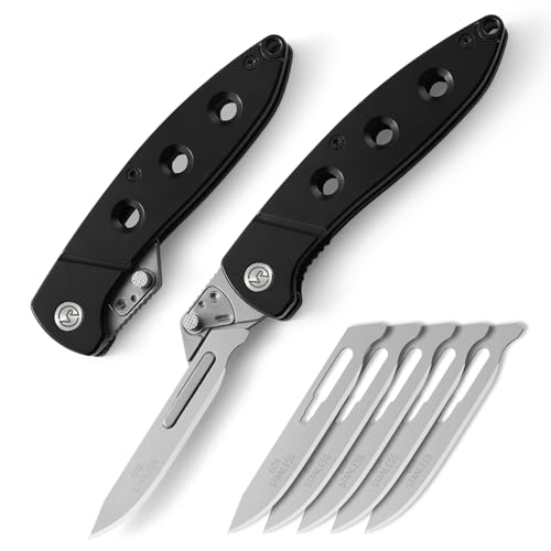 VR VIREN KNIFE Folding Scalpel Pocket Knife，EDC Utility Knife with 6pcs #60A Replaceable Blades，Outdoor Knife，Sharp Skinning Knives for Hunting, Fishing, Deer & Survival
