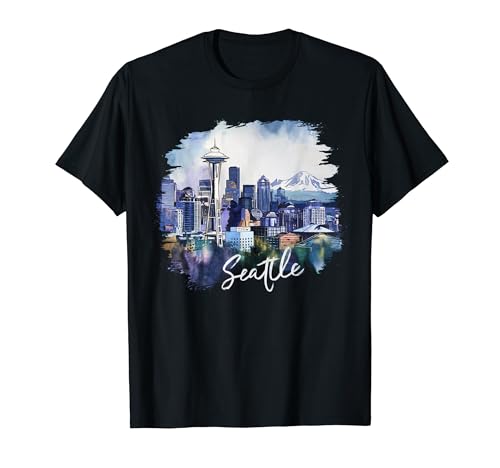 Seattle Washington Skyline Aquarelle Souvenir Seattle T-Shirt