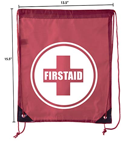 Image of Mato & Hash First Aid Backpack Drawstring Medical Bag for Emergencies or Epi Pen & Medicine - 6PK Maroon CA2500FirstAid S1