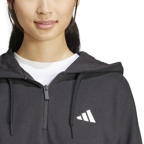 Adidas Damen Essentials 3-Stripes French Terry Quarter-Zip Hoodie, Black/White, M