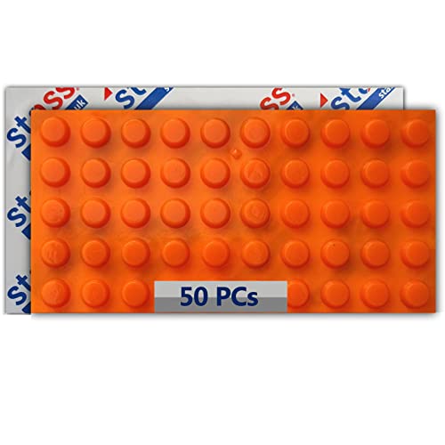 Orange Rubber Feet, 8mm * 3mm (50 pcs) Self Adhesive Bumpers for Visually Impaired, Oven Knobs, Telephone Buttons, Microwave Dials, TV Remote Control, Door Key Locks, Plug Sockets and Switches