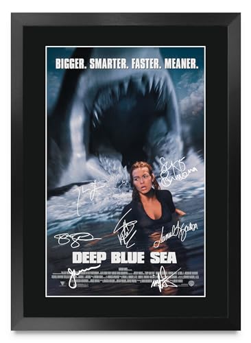 Cuadro de Deep Blue Sea 1999 edición enmarcada A3 con firma Thomas Jane impresa