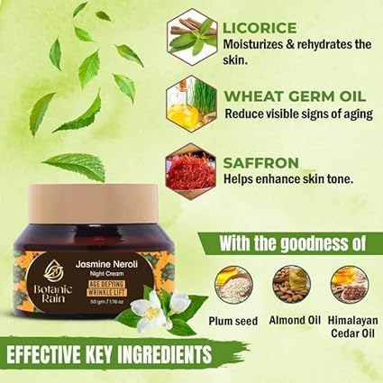 Generic H Organic Night Cream with Jasmine Neroli and Face Serum Oil with Gotukola Licorice, Natural Ayurveda Products Suitable for All Skin Types, for Women and Men