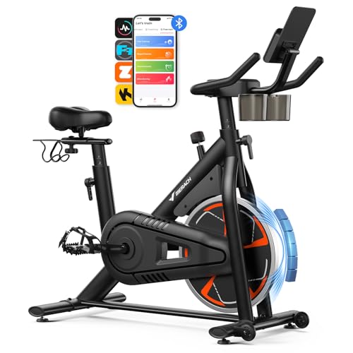 MERACH Heimtrainer Fahrrad mit Magnetischem Widerstand, Leises Hometrainer mit 8KG Magnet-Schwungrad(+33% Trägheit), Verstärkter H-Rahmen, Stoßdäm