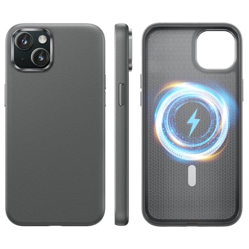 NIMASO �P�[�X MagSafe�Ή� iPhone 15 �p ���U�[�P�[�X �S�ʕی� �ϏՌ� �}�O�l�b�g�[�d�Ή� ���U�[ �X�}�z�P�[�X ���^ �w��h�~ ���t���h�~ �A�C�z��15�Ή� 6.1�C���` �g�уP�[�X�i�O���[�jNSC24C1198