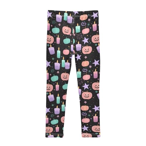 Girls' Athletic Leggings Ankle Length Yoga Dance Pants Kids Teen 4T Colorful Pumpkin Candles2