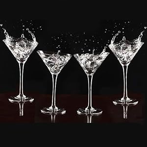 Schräge Martini-Gläser Set von 4 – kristallklares Martini-Glas Geschenk-Set – hohe Cosmo-Cocktailgläser – große…