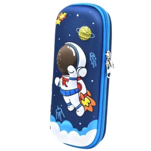 Estojos Infantis, Estojo Escolar com Design de Astronauta 3D Com 2 Divisórias, Escolar para Canetas para Escola, Meninos e Mulheres (Azul)