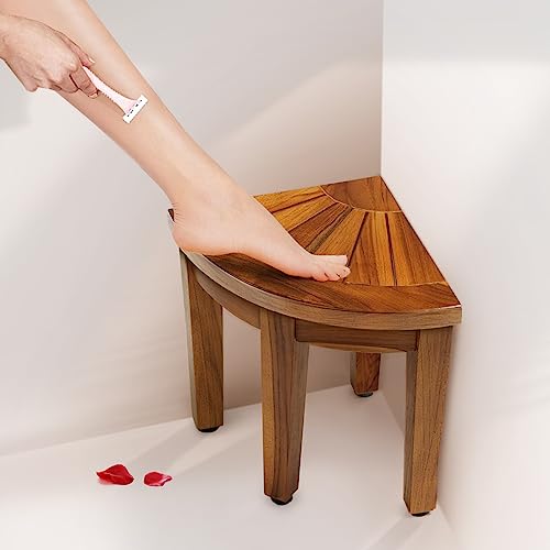 12" Teak Shower Foot Stool For Shaving Leg & Washing Foot, Teak Shower Bench, Teak Shower Stool, Corner Shower Bench, Corner Shower Stool, Teak Corner Shower Bench, Assembly Required #TOP30