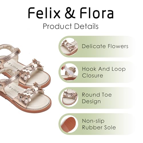 Image of Felix & Flora Toddler Girl Sandals - Little Girl Easter Dress Shoes Lightweight Open Toe Beach Holiday Flats