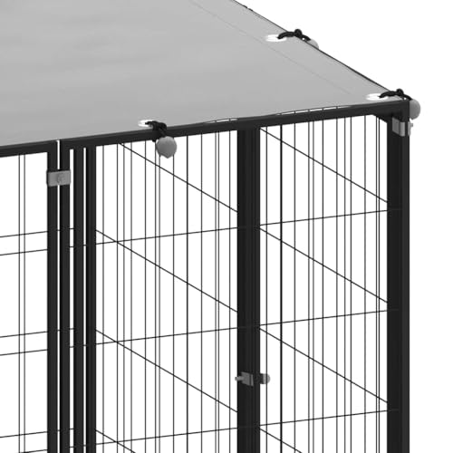 Chenil acier noir 330x110x110 cm robuste et résistant aux intempéries - 8