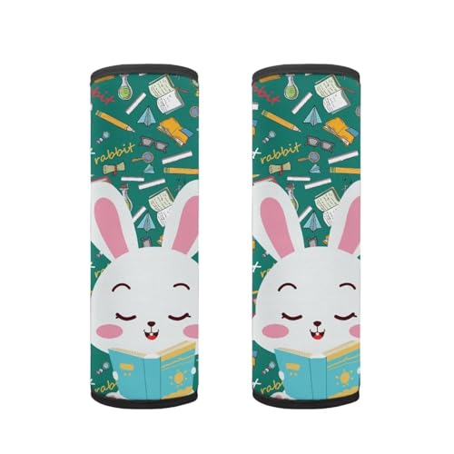 Biyejit Cute Rabbits Baby Strap Cover, Stroller Strap Cover, Car Seat Strap Covers 2 Pack, Car Seat Straps Shoulder Pads, Protect Neck and Shoulder for Baby Toddler Infant Boy Girl