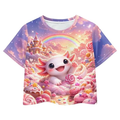 Image of Girls Fashion Crewneck Tee Shirts Casual Short Sleeve Crop Top Summer Outfits 5-14 Years Old