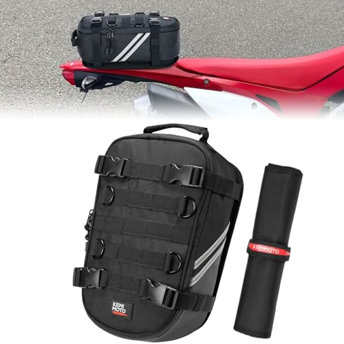 KEMIMOTO Motorcycle Tail Bag with Tool Roll Bag...
