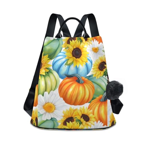 Sac à dos tendance motif floral coloré et citrouilles pastel finitions soignées