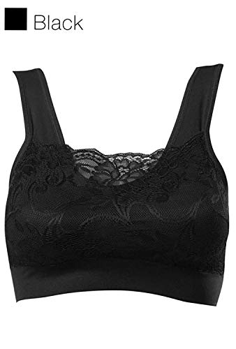 New Milana Bra by Genie As Seen On TV Seamless Lace Bra (Black 1X). Soft Lace Wire Free Cami Bra. 3 Zones of Lift & Support.