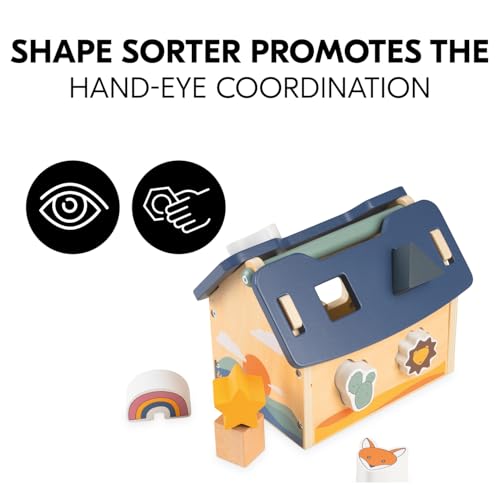 Image of hauck Sort N Build - Baby Shape Sorter House with 8 Blocks 1+ Years, Early Development & Activity Toy Trains Motor Skills & Hand Eye Coordination, Toddler Learning Toy