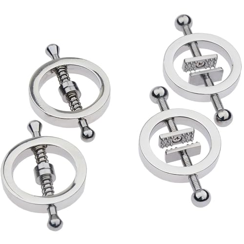 Acekiily Stainless Steel Nipple Clip Clamps For Women Men Circular Stainless Steel Clamp Adjustable Weight Metal Nipple Clamps Non-Piercing Metal Stimulator Nipple Clips Body Jewelry thumb #3