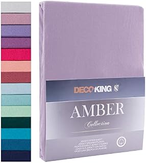 DecoKing Fitted Sheet Small Double Cotton Jersey Boxspring, Amber Collection, 100x200-120x200 cm Steel Grey Silver