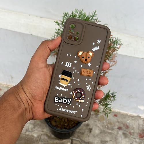 Image of Pikkme Back Cover for Samsung Galaxy A51 | 3D Cartoon Silicone Case Cute & Fun Full Protective Bumper Cover (Brown)