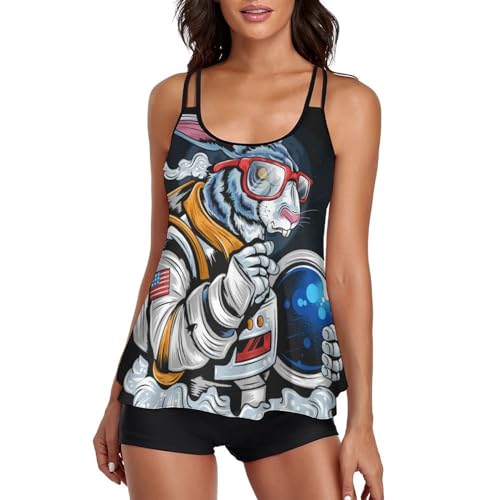 Maillot de bain tankini lapin de l'espace avec short de garçon et robe de plage pour femme