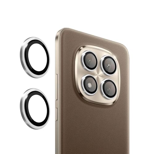 Image of Amazon Brand - Solimo Camera Glass Lens Protector Ring for Redmi Note 15 Pro Plus 5G Case Friendly with Edge to Edge Coverage and Easy Installation (Silver)