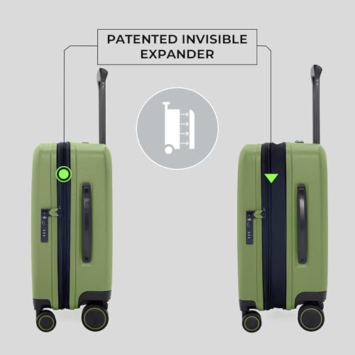 Image of Verage Luxe Freeland Cabin & Check-in Hardsided Trolley Bags for Travel, Expandable Hardshell Suitcase with Spinner Wheels, TSA Approved Lock Luggage (Carry-On 20-Inch, Green)